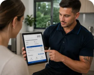 Plumber explaining a service estimate in Penrith