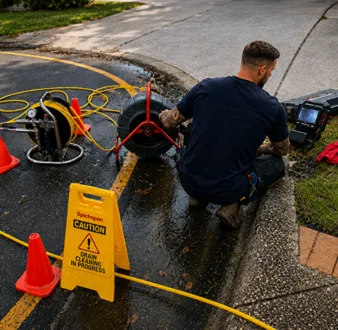 Repairing a burst drain pipe at a Penrith home